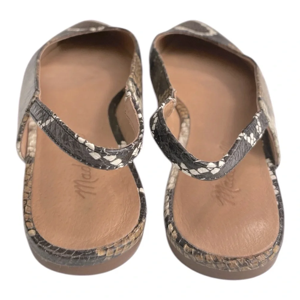 Madewell Margot Flats Brown Leather Snake Multi Print Slingback Shoes Size 7